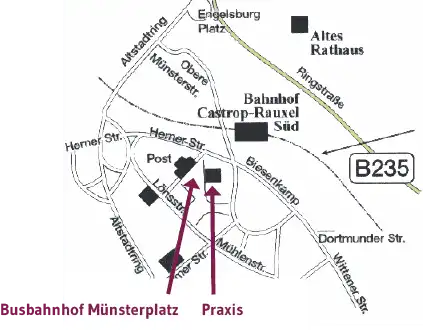 Lageplan der Praxis für Neurologie und Psychiatrie in Castrop-Rauxel